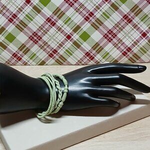 NWOT Set of 4 Green Adjustable Braided String Bracelets Jewelry Accessories #50